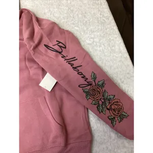 Billabong Womens Rose Graphic Sleeve Pullover Hoodie Pink Small NWT thumbnail 5