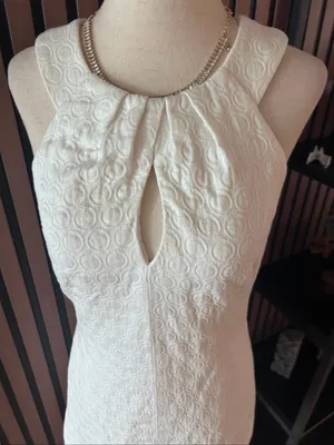 White House black market dress size 4 cotton keyhole embossed thumbnail 2