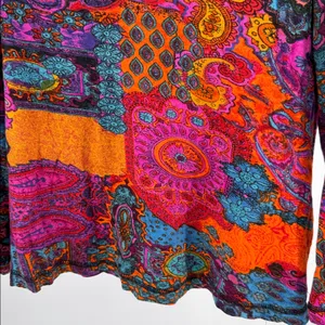 Chico's Colorful Paisley Women's Blouse beaded M/8 v-neck boho casual sequin thumbnail 8