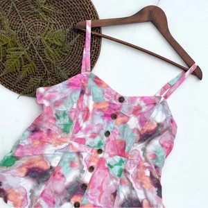 Torrid Womens Shirt Tank Multi Color Watercolor Twill Fit and Flare 12 Large thumbnail 3