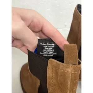 Vintage Foundry Co. Sz 8 Cognac Penelope Suede Leather Block Heel Chelsea Boots thumbnail 9