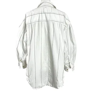 Free People Oversized Happy Hour Stripe Button Down Top White Black Small Preppy thumbnail 9