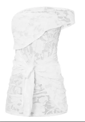 Pretty Little Thing White Floral Burnout Bodycon Dress thumbnail 3