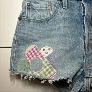 Levi's 501 Denim Shorts High Waisted Daisy Patchwork Shorts thumbnail 3