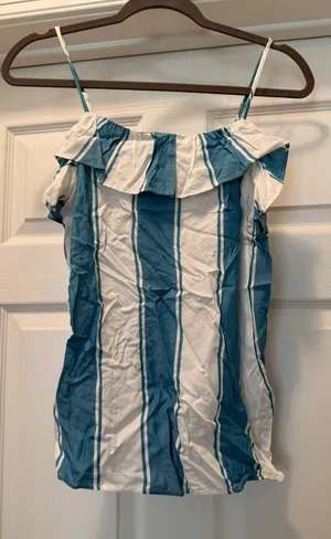 Old Navy Blue and White Striped Tank Top thumbnail 1