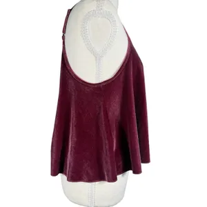 PINK Victoria's Secret Velvet Cami Womens M Burgundy Swing Spaghetti Strap Dog thumbnail 9