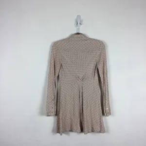Free People Tunic Dress This Town Buttondown Dress Pink Polka Dot Small thumbnail 11