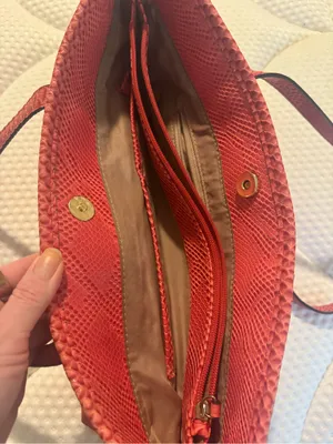 Nicole by Nicole Miller Coral-Red Snake-Embossed Shoulder Tote thumbnail 7