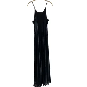 Vintage 90s Y2k Maxi Dress Jump Apparel Slinky Sparkly Metallic Black Blue Small thumbnail 5