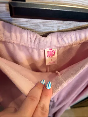 Juicy Couture Pajama Set Large Pink Velour Long Sleeve Notch Collar Top & Pants thumbnail 8