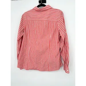 LL Bean Oxford Shirt Womens XL Red Striped Cotton Long Sleeve Casual Button Top‎ thumbnail 4