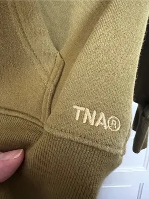 Aritzia TNA Sweatfleece Cozy Fleece Boyfriend Fit Size XS Olive Green *FLAW* thumbnail 2