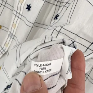 Madewell Embroidered Windowpane Square-Neck Button-Down Top‎ White White Wash XS thumbnail 10