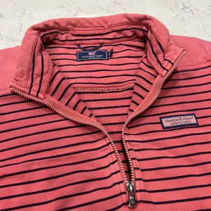 Vineyard Vines Jacket Womens Large Pink Striped 1/2 Zip Cotton Long Sleeve Knit thumbnail 4