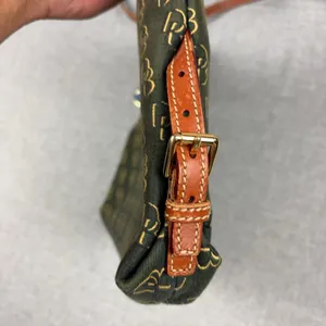 Dooney & Bourke Crossbody Bag Womens Small Green Canvas Leather Monogram thumbnail 9