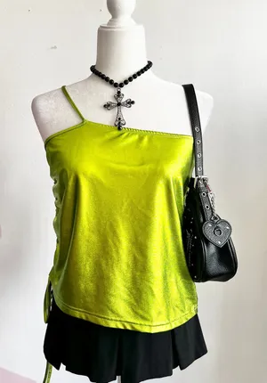 Green Metallic Rave Top, Y2K, Cyber, Festival, Clubwear, Futuristic,‎ Small thumbnail 1