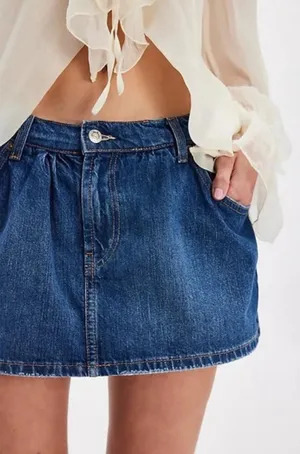 Free People Denim Mini Skort thumbnail 1