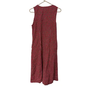 Bryn Connelly Red Plaid Pine Tree Embroidered Cotton Button Front Midi Dress S thumbnail 4
