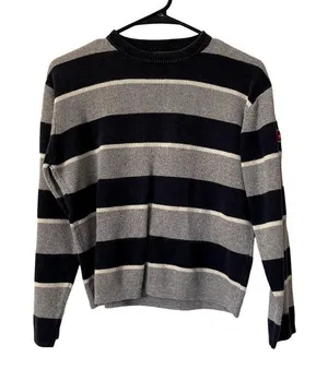 Abercrombie navy and gray knit crewneck sweater comfortable warm winter top thumbnail 1