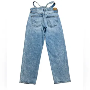 American Eagle Strigid Super Hi rise Baggy Straight Jeans 4 short cut out double waist thumbnail 3
