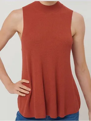 Loft Mock Neck Swing Sweater Tank M Color: Moroccan Spice NWT thumbnail 1