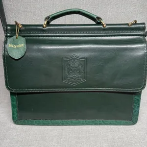 Belle Rose Vintage Satchel Briefcase Handbag Dark Forest‎ Green Messenger Bag thumbnail 2