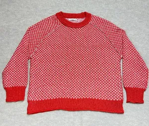 Staccato Womens Red White Geometric Knit Raglan Pullover Sweater Size L‎ Preppy thumbnail 1