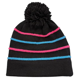 VTG 80s Hermans Wool Ski Hat Neon Pom Pom Beanie Apres Ski Gorpcore Streetwear thumbnail 1