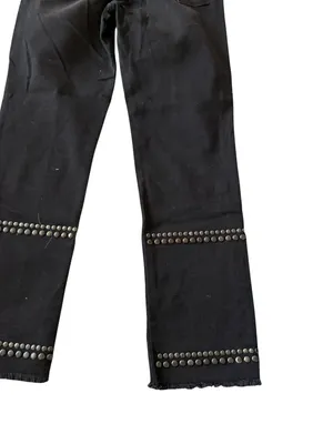 FRAME Le High Straight Studded Black Jeans Size 27 thumbnail 4