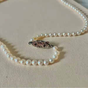 Pink Pearlescent Necklace Vintage “Noreen” 18” Marquise Fishhook Silver Classic thumbnail 9