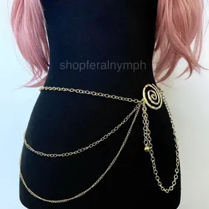 Gold Y2K Spiral Swirl Draped Layered Chain Belt, Fits 16-44 Inches, X7GA1405 thumbnail 5