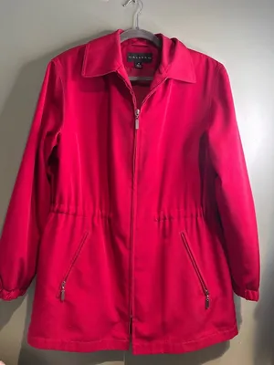 Gallery Red Zip Front Jacket Women's Small Drawstring Waist Lightweight Coat thumbnail 1