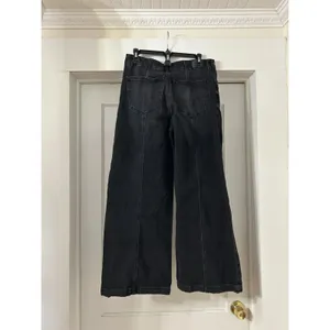 American Eagle Super High Rise Ultra Wide Leg Jeans Womens 4 Black Baggy Faded thumbnail 8