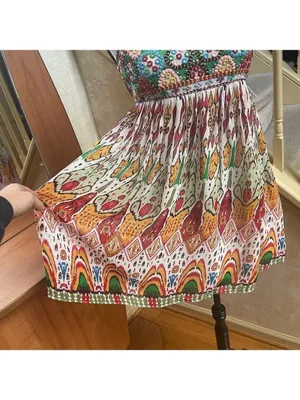 ZARA Chiffon Printed Strappy Embroidered Dress Open Back Sequins multicolor XS thumbnail 6