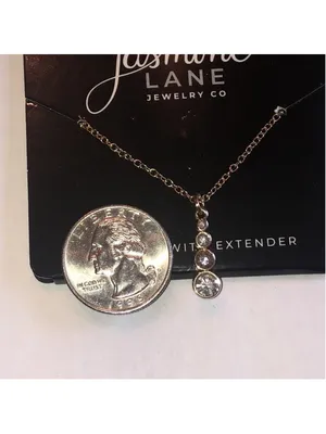 Jasmine Lane Gold Tone CZ Rhinestone Drop Necklace with Extender thumbnail 4