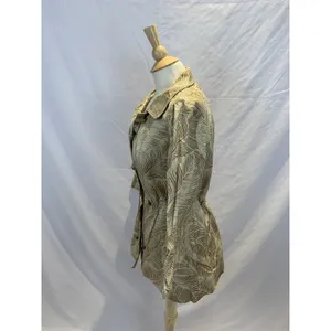 Nic + Zoe Women's Size Small Coat Beige Tan Tropical Print Jacket Safari Trench thumbnail 4