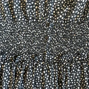 Zara Womens Green Cream Polka Dot Smocked‎ V-Neck Mini Dress L thumbnail 8
