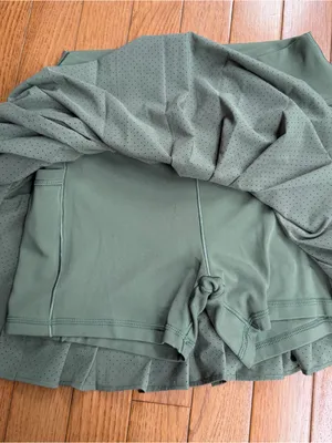 OFFLINE by Aerie Olive Green Pleated Tennis Skort Perforated High Waist Small S thumbnail 3