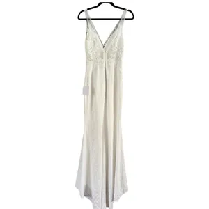 NWT Lulus Precious Promise White Satin Embroidered Lace Mermaid Maxi Dress Sz XS thumbnail 6