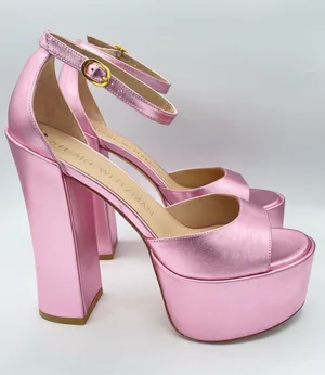 STUART WEITZMAN Skyhigh 145 Metallic Pink Platform Sandals Size 9 thumbnail 1