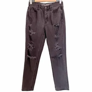 American Eagle Jeans Size 6 Black Ripped Distressed High Rise Straight Leg Y2K thumbnail 11