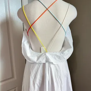 Minusey Luxurious White Cross-Strap Open Back Dress‎ thumbnail 11