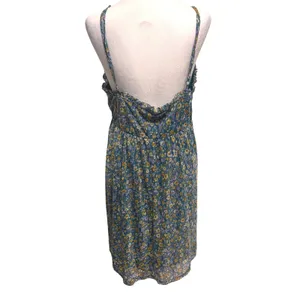 Floral Mesh Babydoll Mini Dress Womens L Stretch Boho Cottage Fairy Festival Y2K thumbnail 4