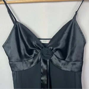 Victoria's Secret Black‎ Satin Chiffon Rose Teddie Chemise Nightgown Slip XS thumbnail 3