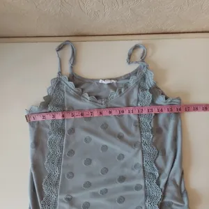 Mine sage green tank top polka dot & lace Sz small thumbnail 5