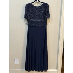 Pissaro Nights Beaded Bodice A-Line Gown Blue Size 10 Formal Cocktail thumbnail 5