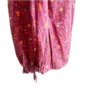 Sundance Women’s Floral Button Front Blouse Prairie Style High Collar Berry Med thumbnail 4