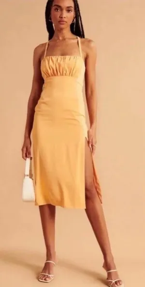 Abercrombie light orange strappy midi dress thumbnail 1