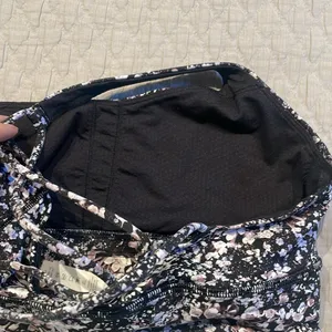 Lululemon Free to be Bra Long Line Black Pink Floral Spritz-Multi Size 4 thumbnail 7
