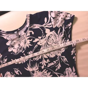 Acting Pro Women's Navy White Floral Maxi Dress Long Side Slits Short Sleeves thumbnail 8